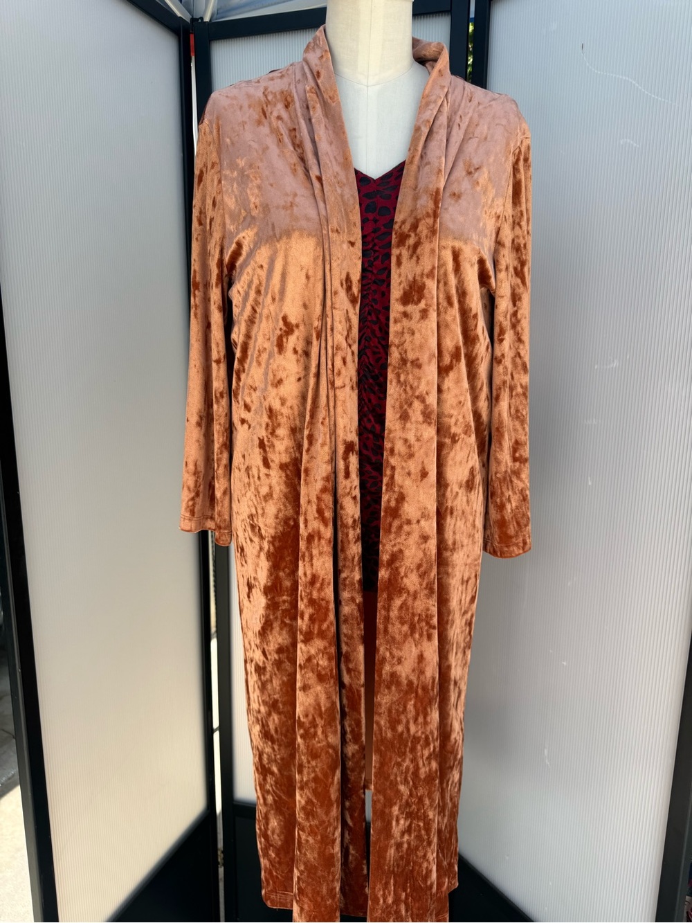 Forever 21 Copper Velvet Long Duster Robe